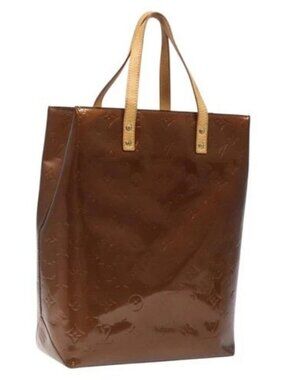 LOUIS VUITTON Monogram Vernis Reade MM Hand Bag Bronze M91143 LV Auth BD1188